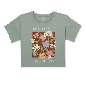 Wonder Nation Girls Cropped “Live Life In Full Bloom” Graphic T-shirt